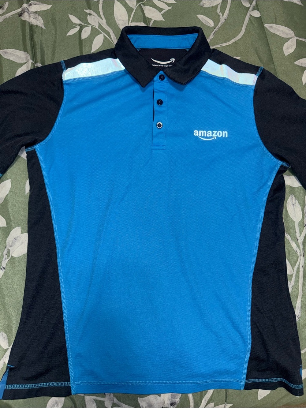 Amazon Men’s Bright Blue and navy blue Polo with White Accents